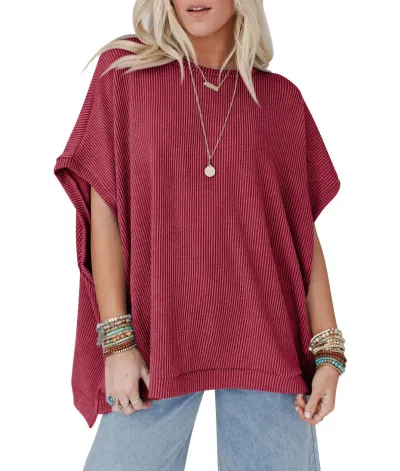 Women's Bat Sleeve Loose Fit Cotton Pullover Top