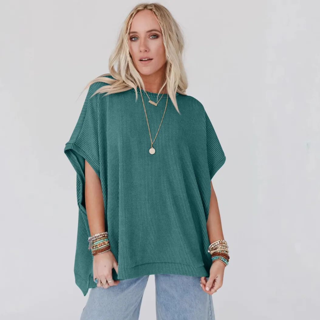 Women's Bat Sleeve Loose Fit Cotton Pullover Top