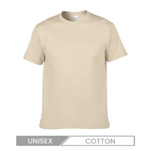 Unisex Casual Cotton Crewneck T-Shirt Solid Color Seamless Design
