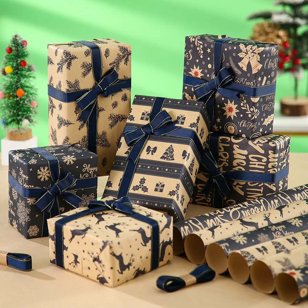 Vintage Christmas Kraft Wrapping Paper Packaging 50X70Cm