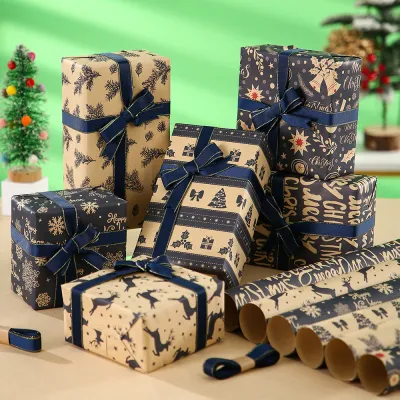 Vintage Christmas Kraft Wrapping Paper Packaging