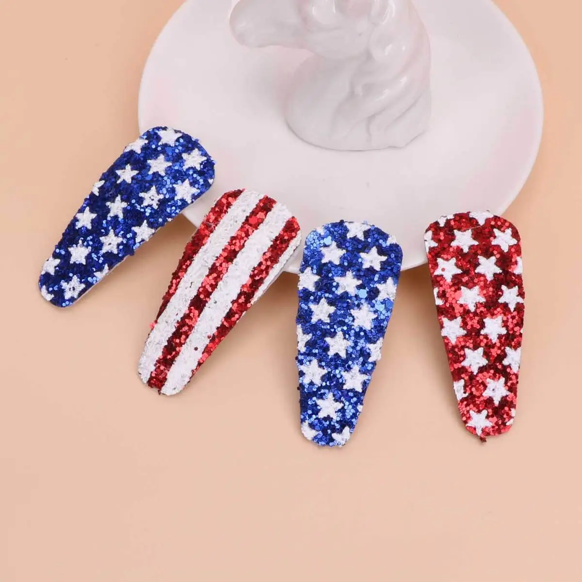 Kids American Independence Day Glitter Flash Hair Clip
