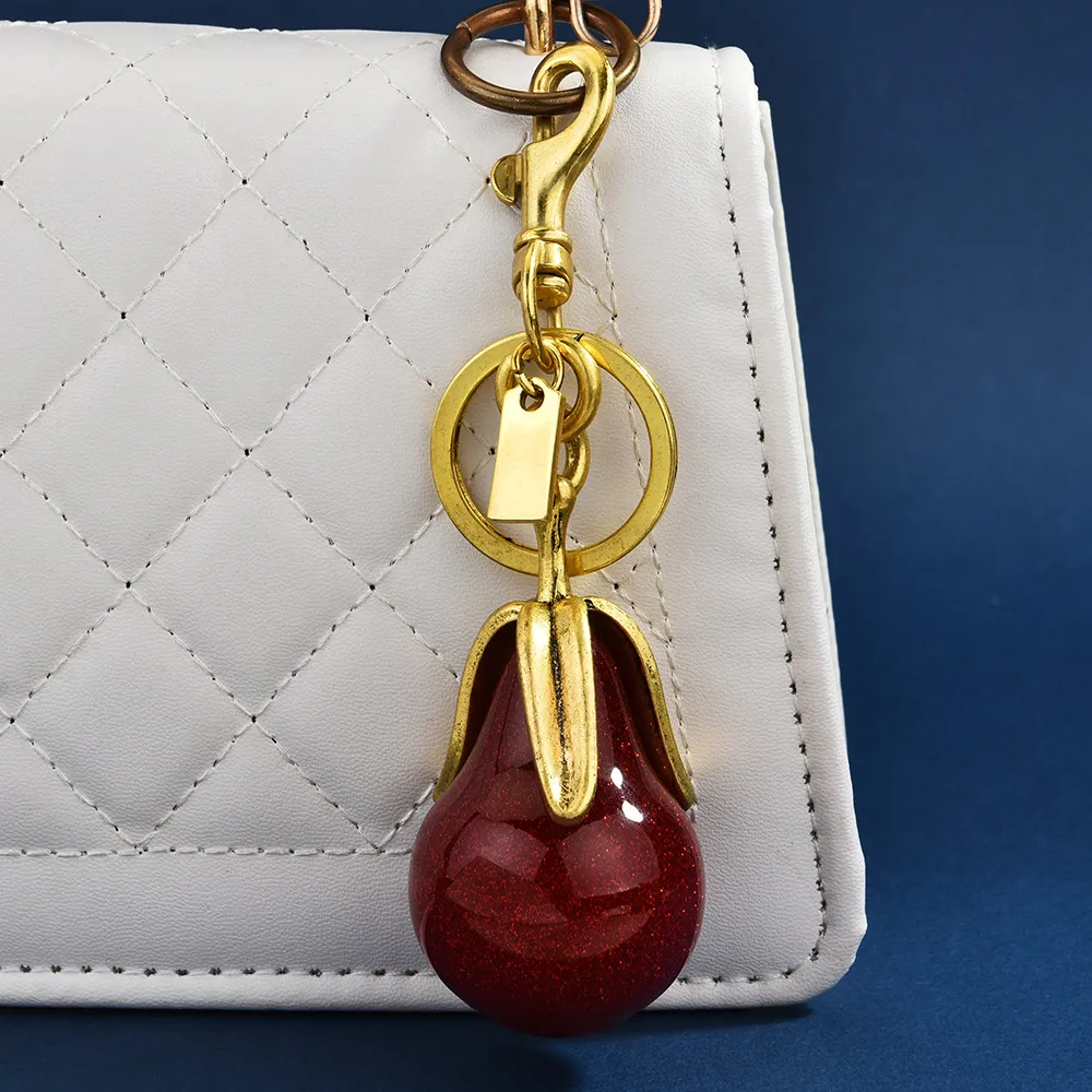 Women Fashion Golden Pear Pendant Keychain