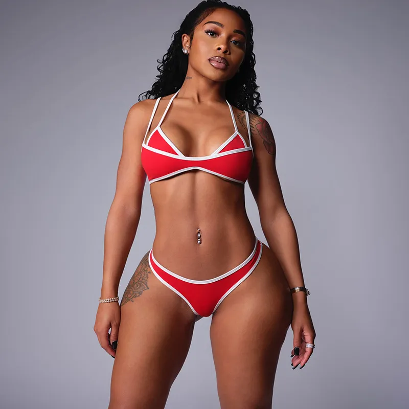 Women Summer Fashion Street Sexy Color Blocking Bikini