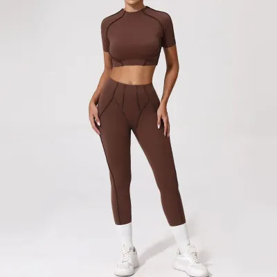 Yoga Quick-Drying Tight Short-Sleeved Sports Fitness Set for Women