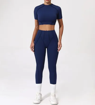 Yoga Quick-Drying Tight Short-Sleeved Sports Fitness Set for Women
