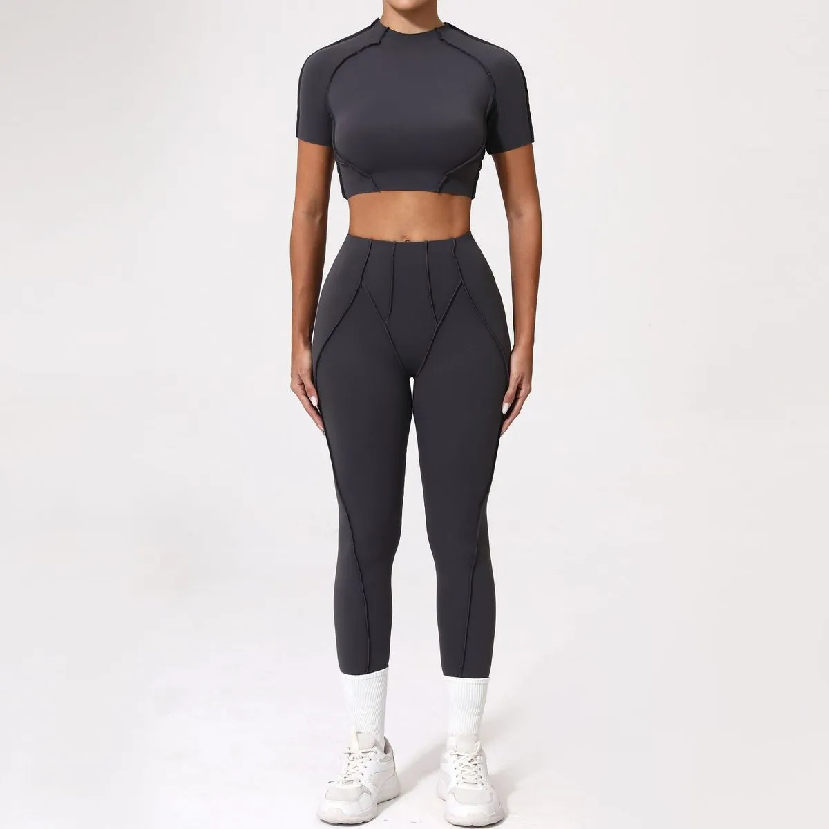 Yoga Quick-Drying Tight Short-Sleeved Sports Fitness Set for Women