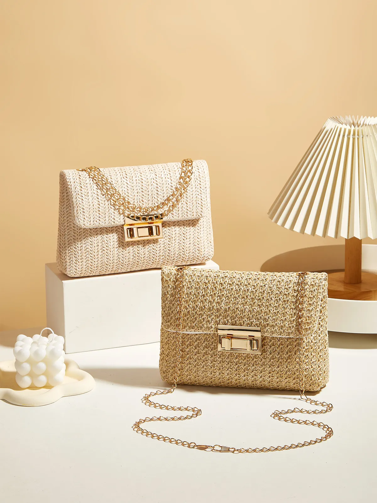 Women Summer Vacation Straw Woven Messenger Crossbody Bag