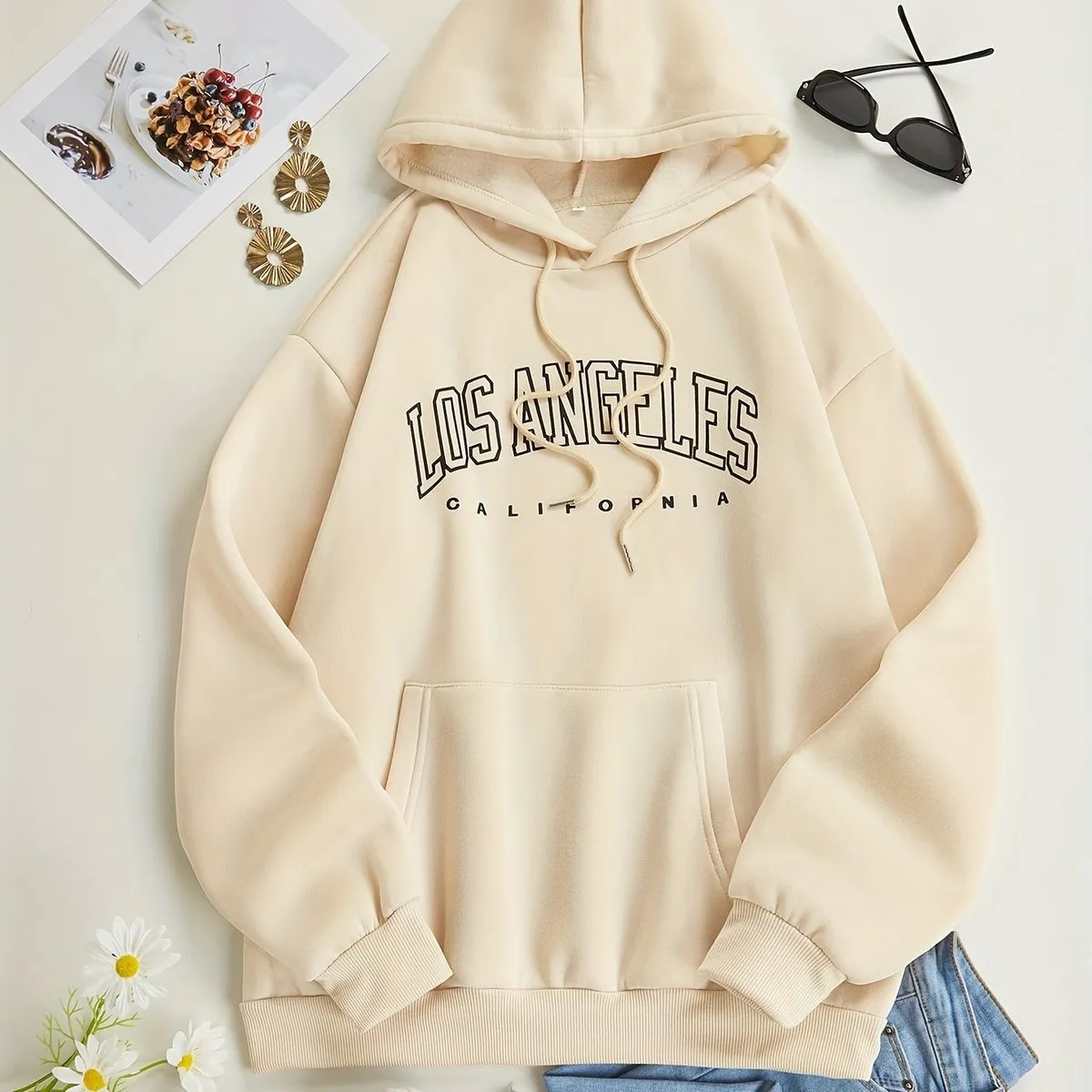 Women Casual Geometric Print Pullover Hoodie