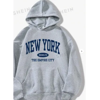 Men's Casual Printed Loose Fleece-Lined Pullover Hoodie with Geometric Pattern