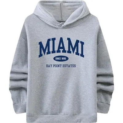 Men's Casual Printed Loose Fleece-Lined Pullover Hoodie with Geometric Pattern