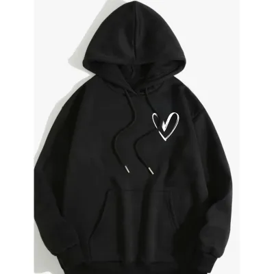 Men's Casual Printed Loose Fleece-Lined Pullover Hoodie with Geometric Pattern