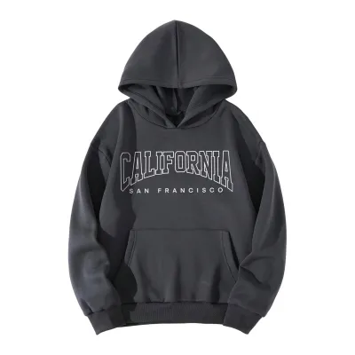 Men's Casual Printed Loose Fleece-Lined Pullover Hoodie with Geometric Pattern