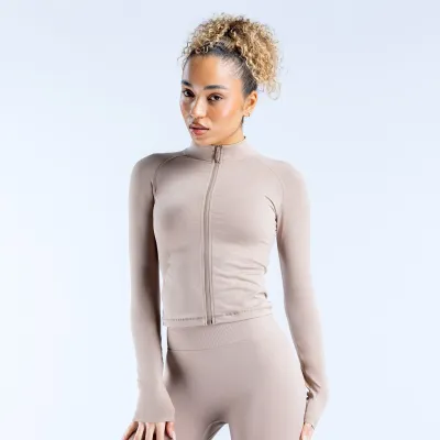 Women Casual Solid Color Long-Sleeve Zipper Sports Jacket