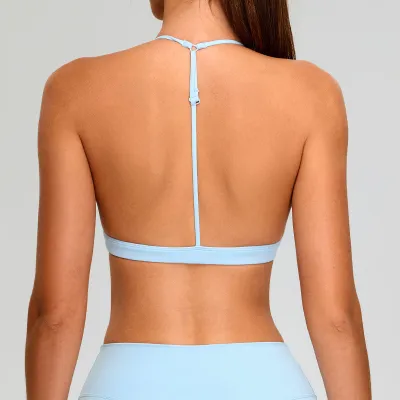 Women Halter Neck Yoga Sports Bra Solid Color