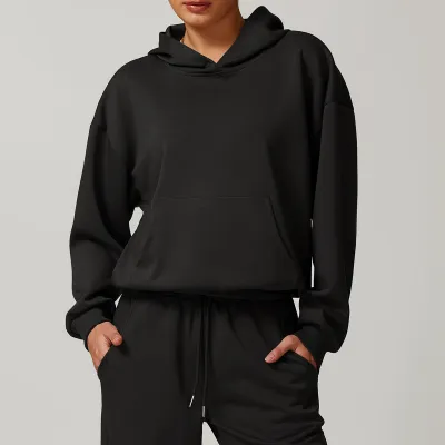 Women Casual Solid Color Long Sleeve Loose Sports Hoodies
