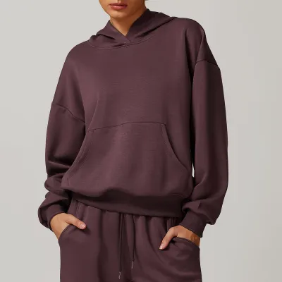 Women Casual Solid Color Long Sleeve Loose Sports Hoodies