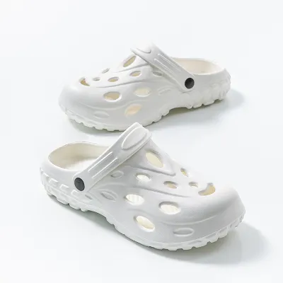 Women Casual Fashion Solid Color Non-Slip Hole Shoes Slippers with Cover Toe