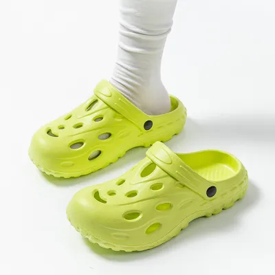 Women Casual Fashion Solid Color Non-Slip Hole Shoes Slippers with Cover Toe