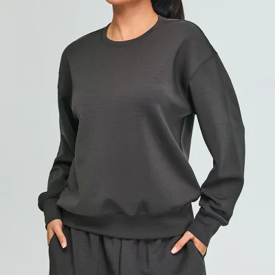 Women Casual Solid Color Long-Sleeve Sports Sweatshirt