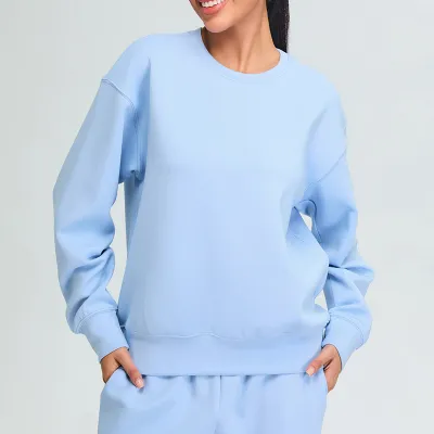 Women Casual Solid Color Long-Sleeve Sports Sweatshirt
