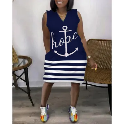 Women Casual V-Neck Sleeveless Dress