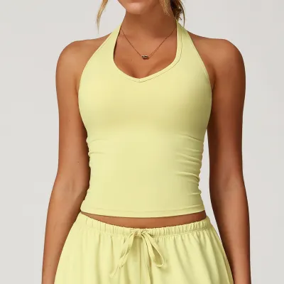 Women's Backless Yoga Sports Tank Top - Casual Solid Color