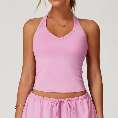 Women's Backless Yoga Sports Tank Top - Casual Solid Color