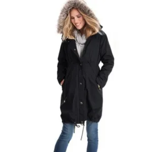 Pregnant Women Casual Stitching Fur Collar Zipper Multifunctional Hoodies Jacket