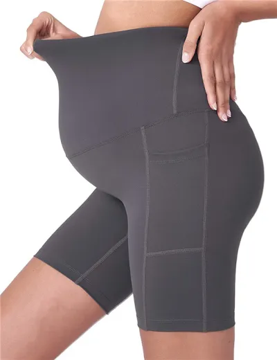 Pregnant Women Casual Solid Color Sports Yoga Shorts