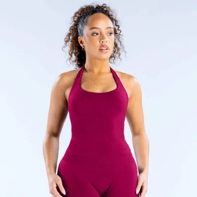 Women Sexy Halter-Neck Yoga Tank Top - Nylon Spandex Sportswear
