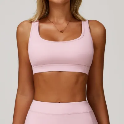 Women Casual Simple Solid Color Yoga Sports Bra with Naked Feeling Fabric