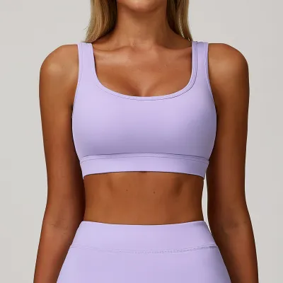 Women Casual Simple Solid Color Yoga Sports Bra with Naked Feeling Fabric