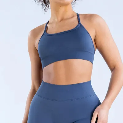 Women Casual Solid Color Seamless Backless Yoga Bra