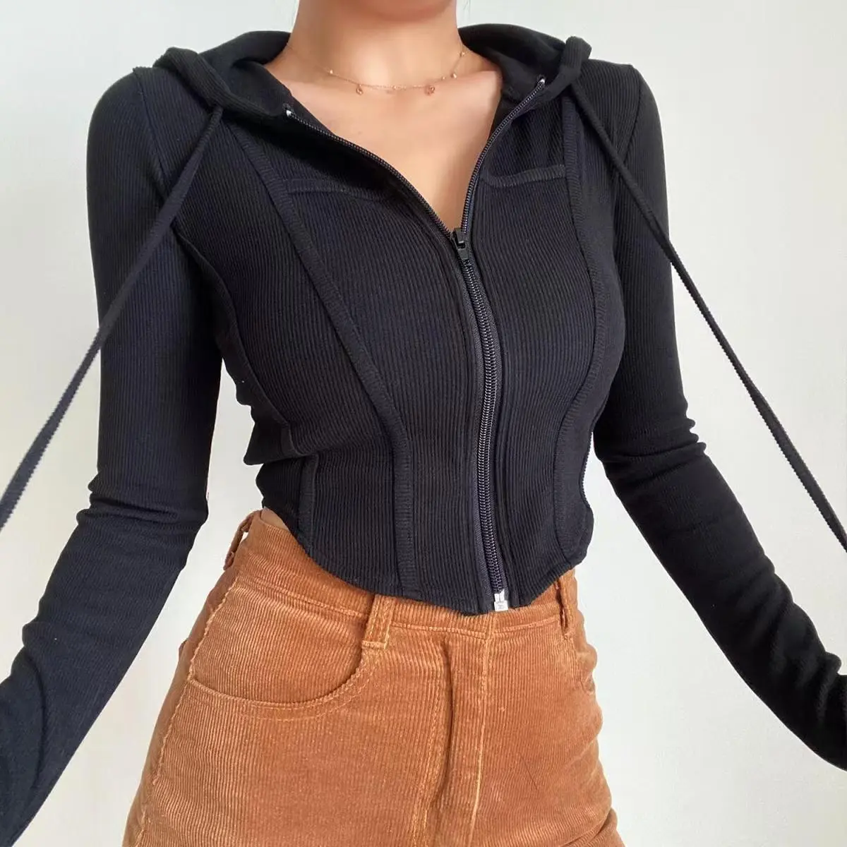 Women Hooded Running Jacket Fitness Sports Top
