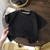 Children'S Cotton Short Sleeves-Black