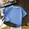 Children'S Cotton Short Sleeves-Denim Blue