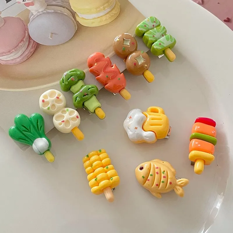 Fashion Cute Simulation Barbecue String Hairpin Side Clip Hair Clip