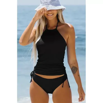 Women Coconut Tree Printed Backless Tankini Swimsuit
