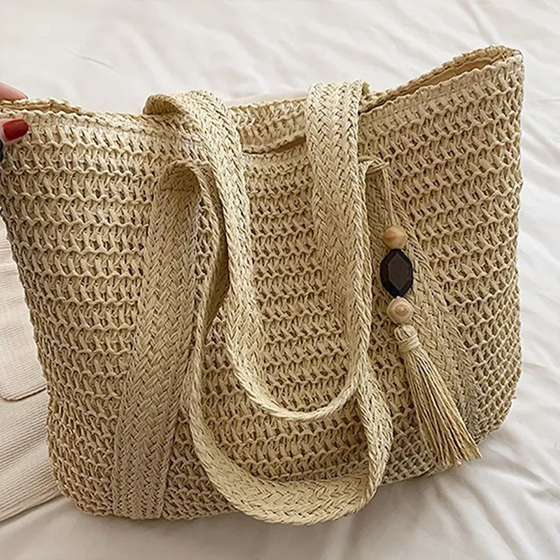 Seaside Beach Vacation Simple Large Capacity Starw Woven Tote Bag