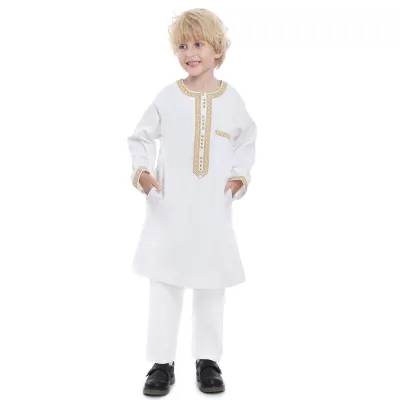 African Boys Embroidered Kaftan Dress Set