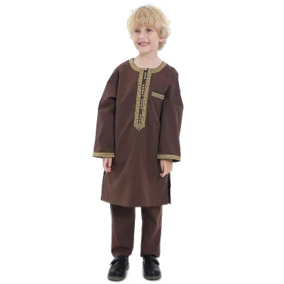 African Boys Embroidered Kaftan Dress Set
