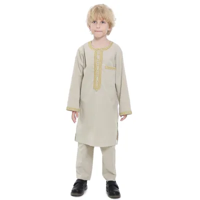 African Boys Embroidered Kaftan Dress Set