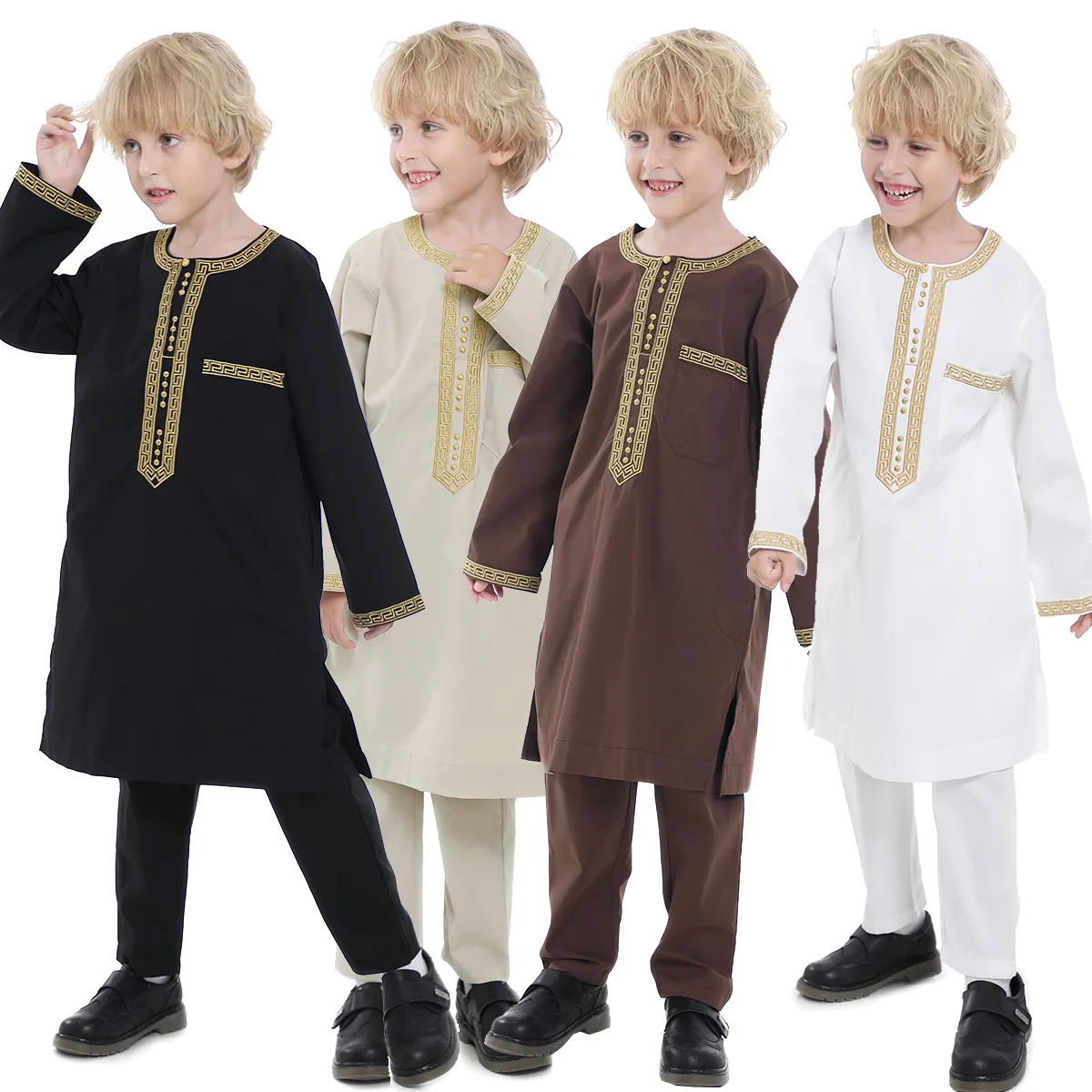 African Boys Embroidered Kaftan Dress Set