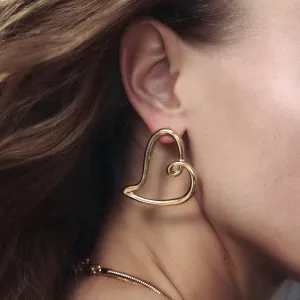 Women Fashion Simple Creative Hollow-Out Alloy Love Earrings