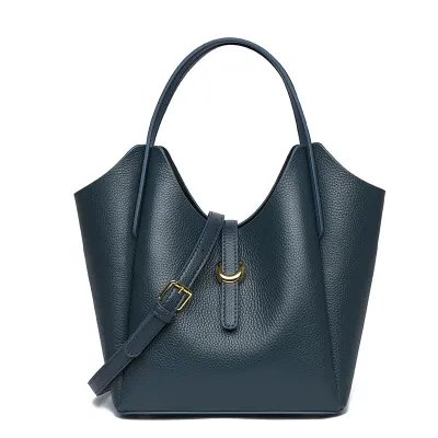 Women Fashion Casual Solid Color Litchi Pattern Soft Pu Leather Large Capacity Handbag