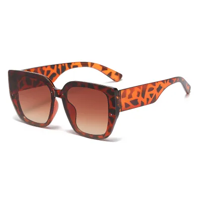Women's Fashion Retro Polygon Stripe Large Frame Sunglasses AC PC
