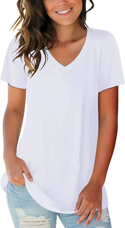 Women Casual Plus Size 3D Printed V-Neck Short-Sleeve T-Shirt