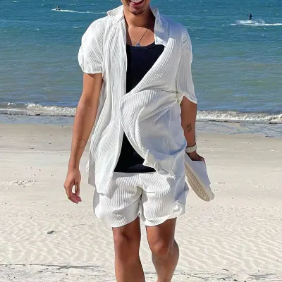 Wholesale Men Fashion Casual Stripe Print Plus Size Long Sleeve Hoodies Pants Sets