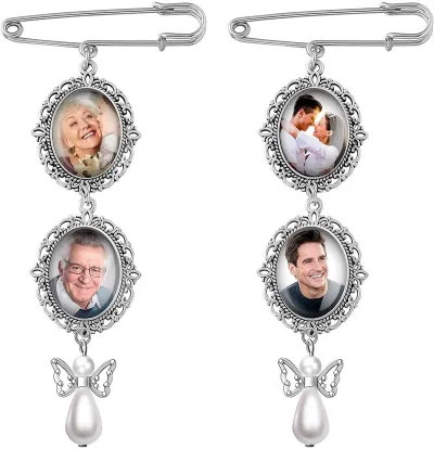 DIY Photo Frame Pendant Brooch Alloy